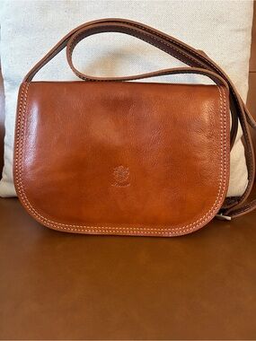 Cognac/Tan genuine Leather Crossbody Bag